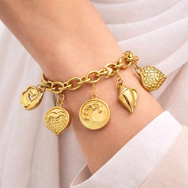 LUXERA Ocean Charm Bracelet – Waterproof Gold-Plated Steel