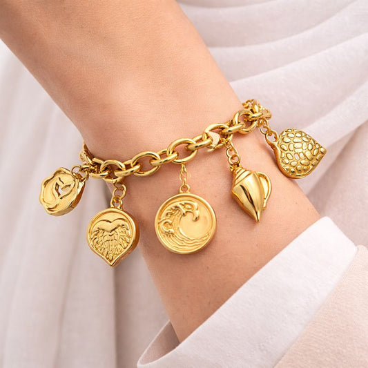 LUXERA Ocean Charm Bracelet – Waterproof Gold-Plated Steel