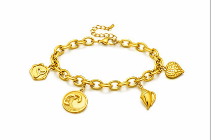 LUXERA Ocean Charm Bracelet – Waterproof Gold-Plated Steel