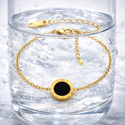 LUXERA Roman Circle Bracelet – Waterproof Gold-Plated Steel