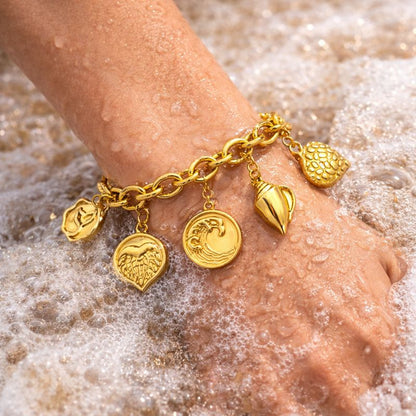 LUXERA Ocean Charm Bracelet – Waterproof Gold-Plated Steel