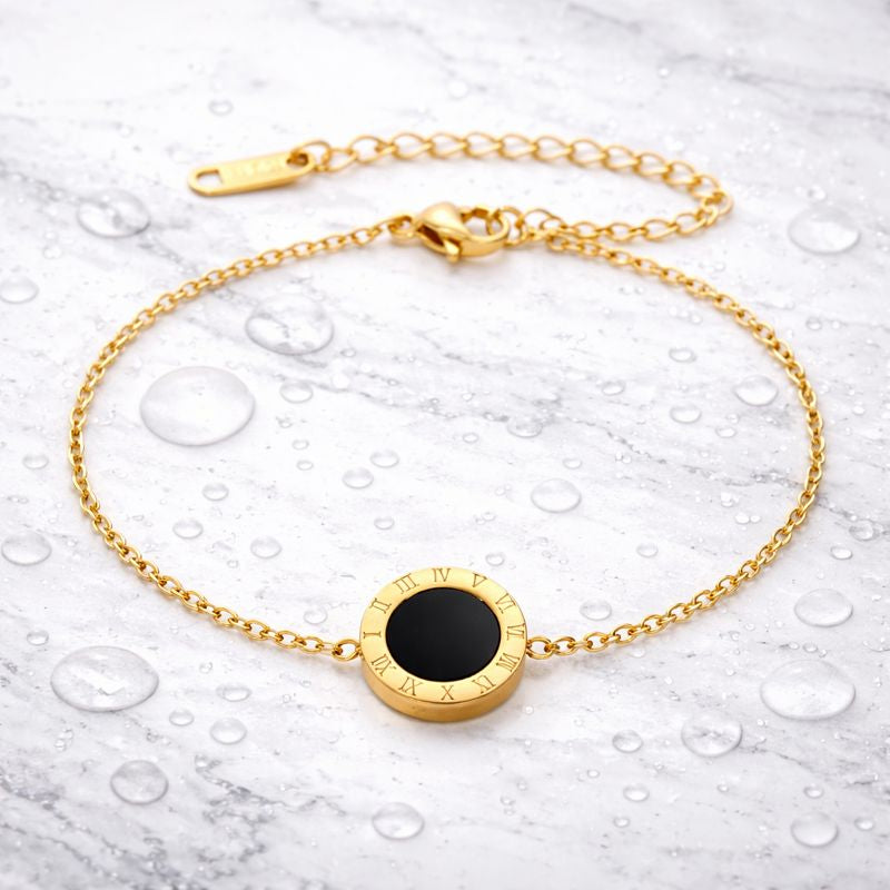 LUXERA Roman Circle Bracelet – Waterproof Gold-Plated Steel