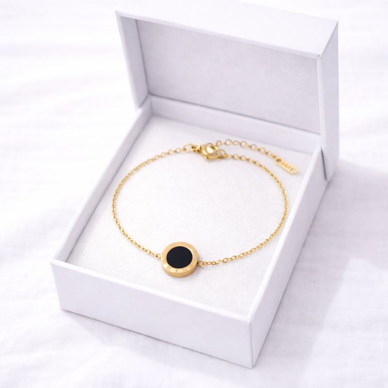 LUXERA Roman Circle Bracelet – Waterproof Gold-Plated Steel