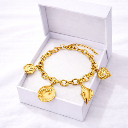 LUXERA Ocean Charm Bracelet – Waterproof Gold-Plated Steel