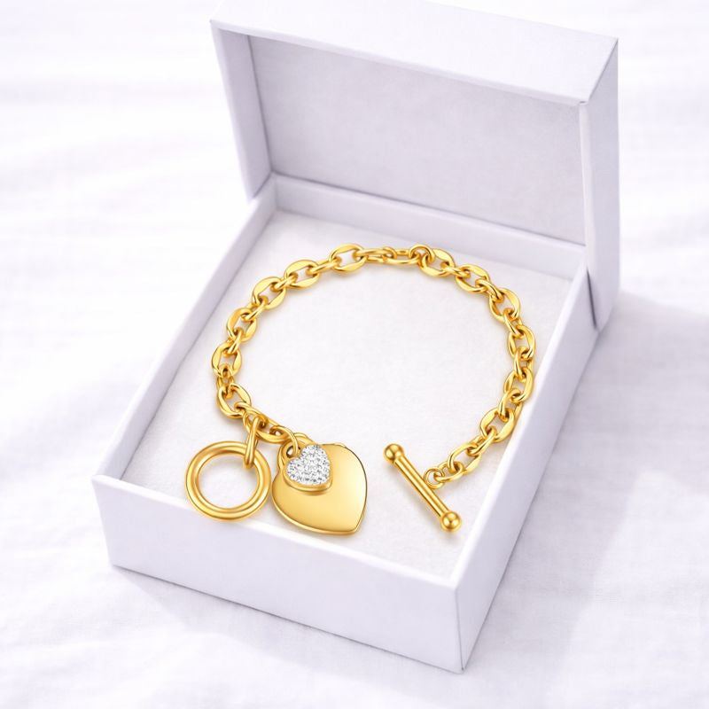 LUXERA Signature Heart Bracelet– Waterproof Gold-Plated Steel