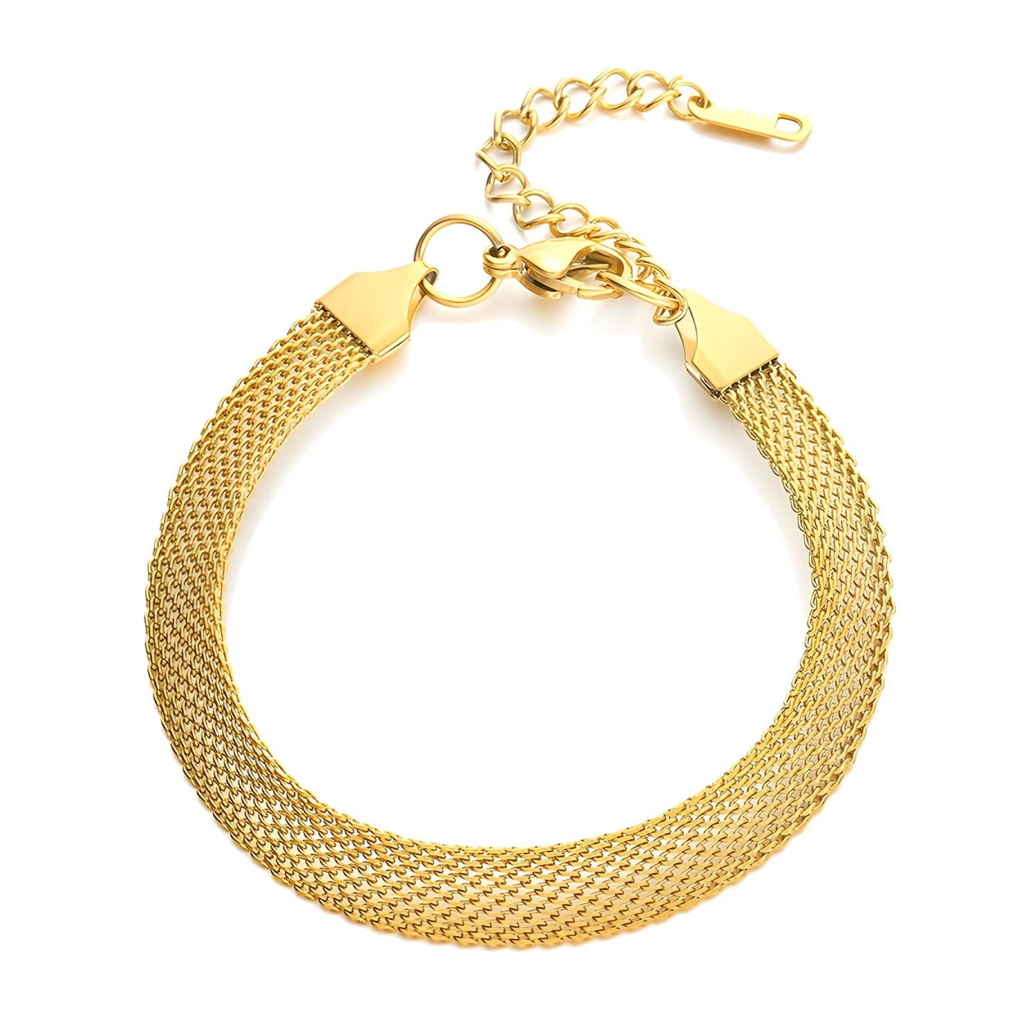 LUXERA Bold Mesh Bracelet – Waterproof Gold-Plated Steel
