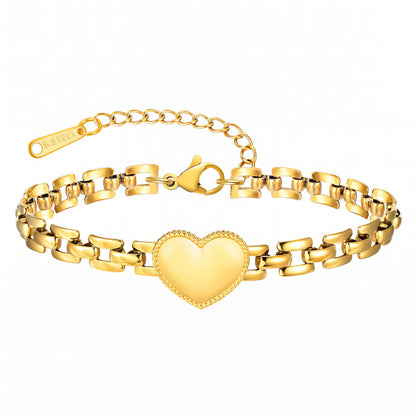 LUXERA Heart Chain Bracelet – Waterproof Gold-Plated Steel