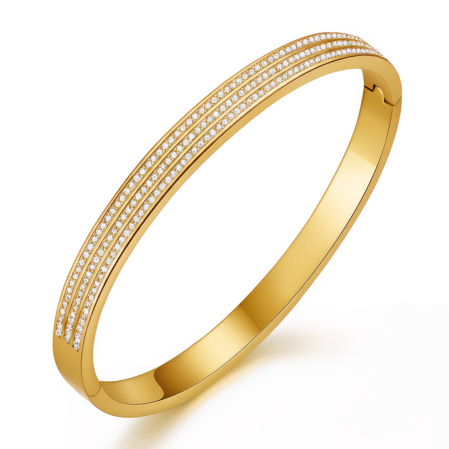 LUXERA Crystal Bangle Bracelet – Waterproof Gold-Plated Steel