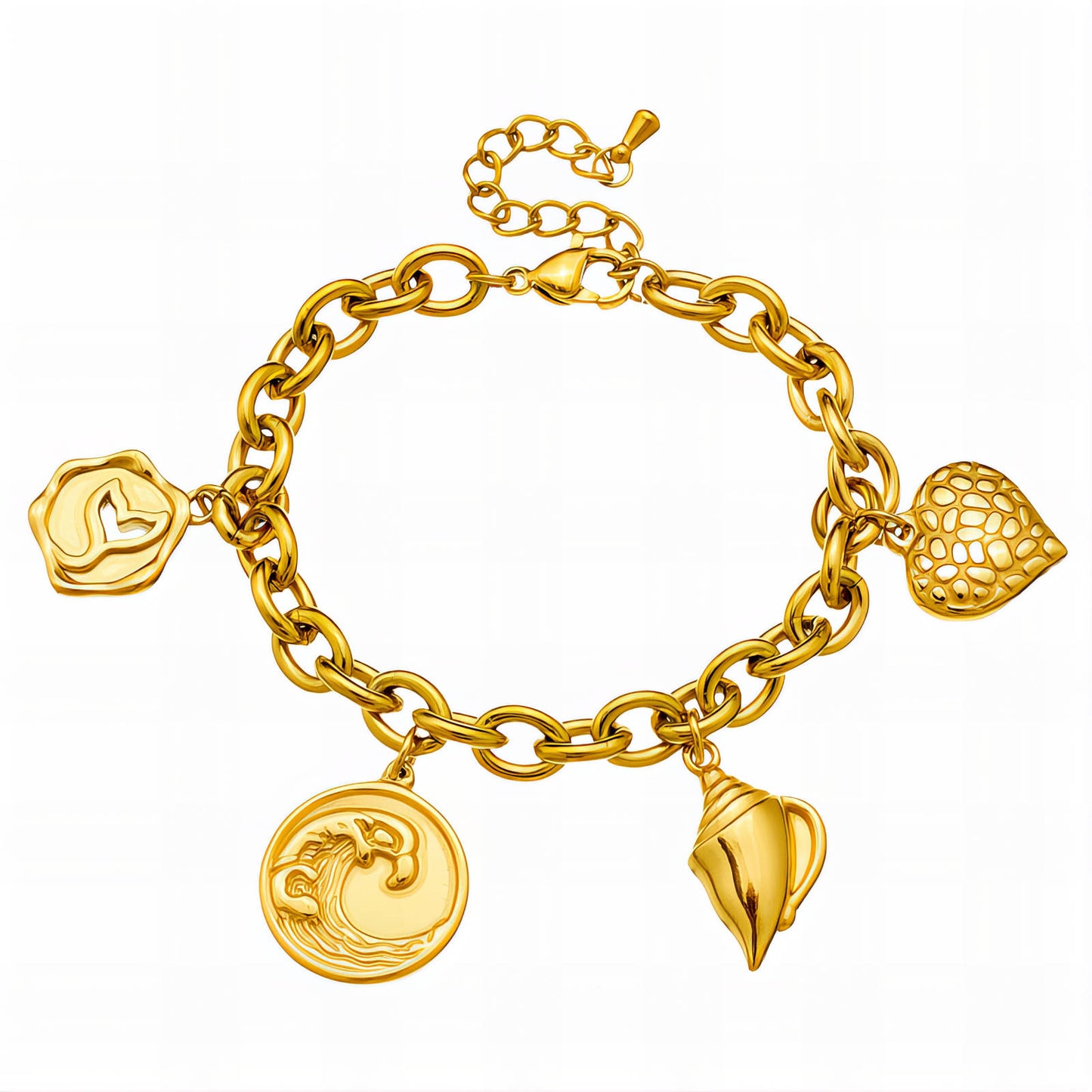 LUXERA Ocean Charm Bracelet – Waterproof Gold-Plated Steel