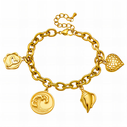 LUXERA Ocean Charm Bracelet – Waterproof Gold-Plated Steel