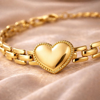LUXERA Heart Chain Bracelet – Waterproof Gold-Plated Steel