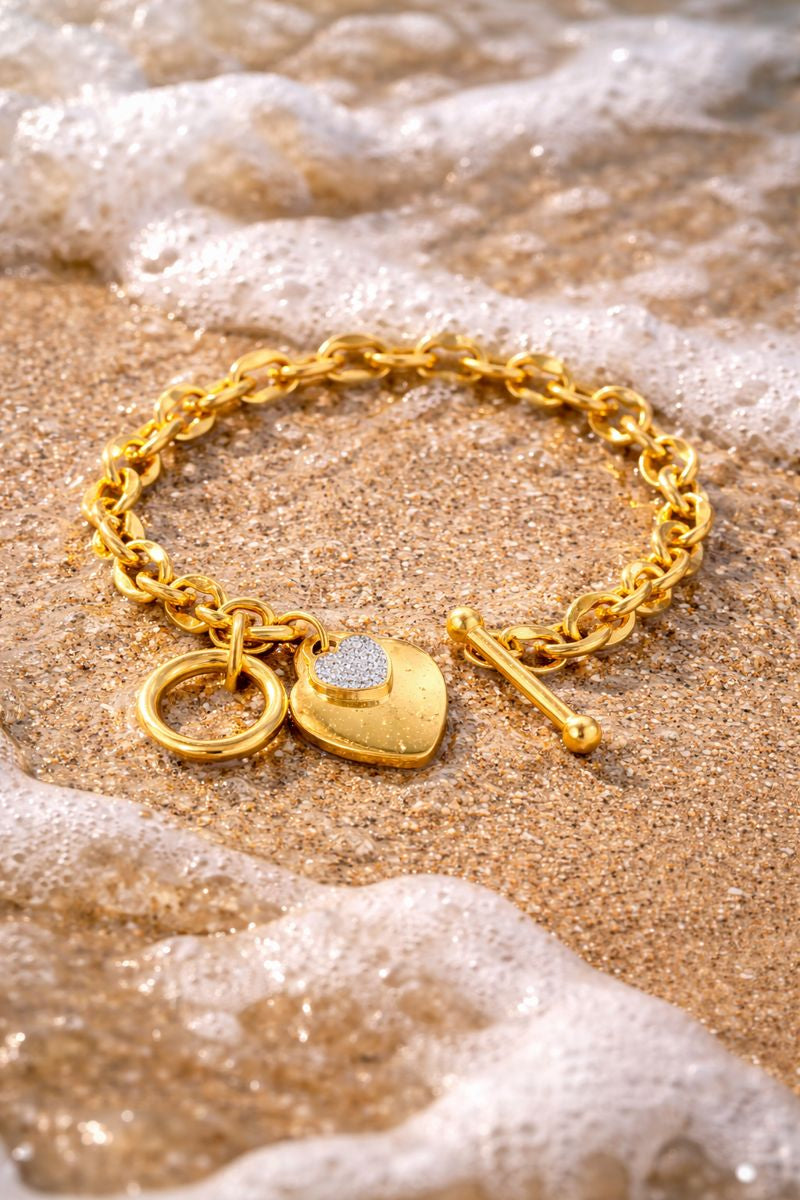 LUXERA Signature Heart Bracelet– Waterproof Gold-Plated Steel