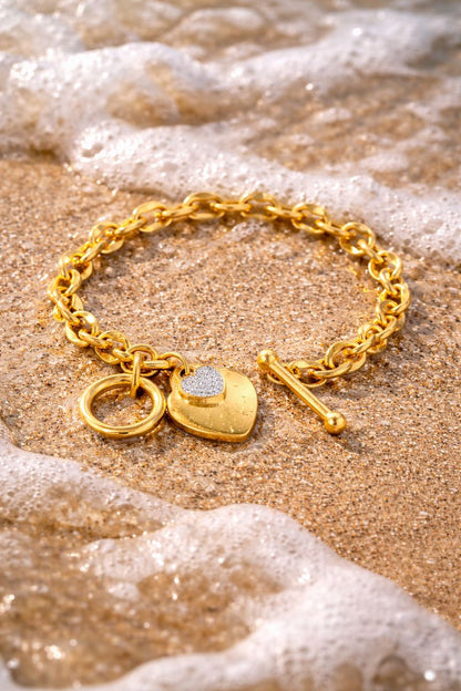 LUXERA Signature Heart Bracelet– Waterproof Gold-Plated Steel