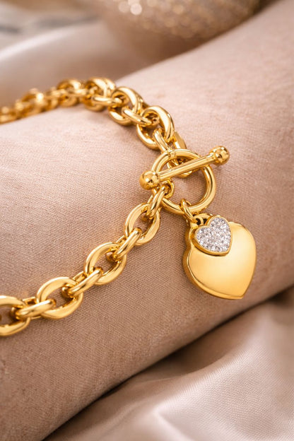 LUXERA Signature Heart Bracelet– Waterproof Gold-Plated Steel