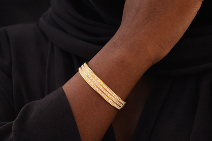 LUXERA Crystal Bangle Bracelet – Waterproof Gold-Plated Steel