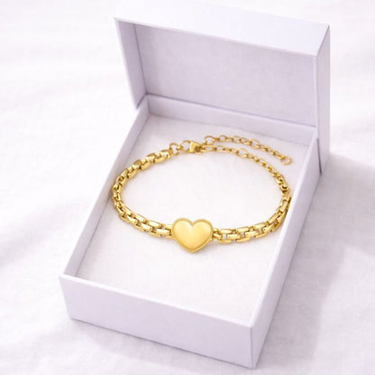 LUXERA Heart Chain Bracelet – Waterproof Gold-Plated Steel